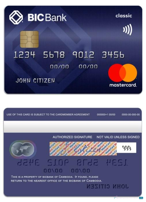 Download Cambodia BICBank credit classic mastercard Photoshop template
